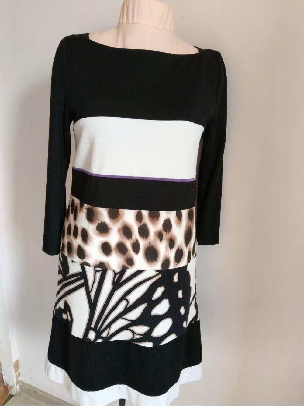Marc Cain Mixed-Print Long Sleeve Dress